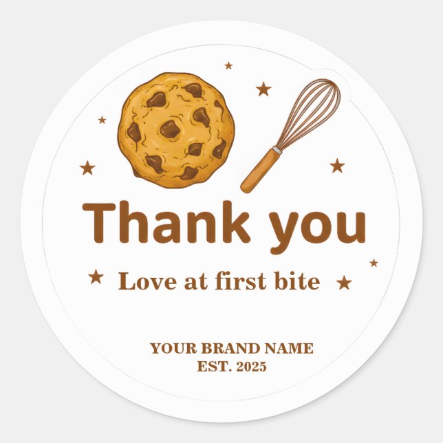 Bakery Thank You Stickers Cookie and Whisk Design (Front)