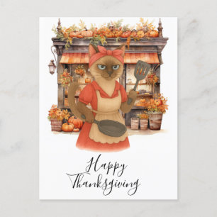 Bakery Thanksgiving Fall themed for Cat Lovers  Holiday Postcard