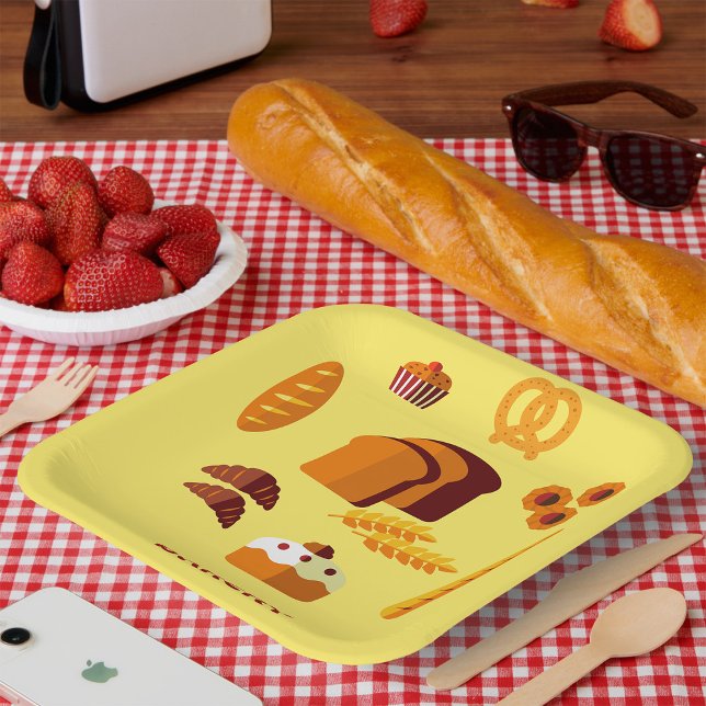 Bakery Themed Bread Pastries and Sweets  Paper Plate (Creator Uploaded)