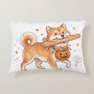 Bakery Thief Shiba Inu - Cute Dog carrying French Accent Pillow