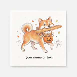 Bakery Thief Shiba Inu - Cute Dog carrying French Napkin