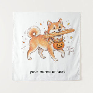 Bakery Thief Shiba Inu - Cute Dog carrying French Tapestry