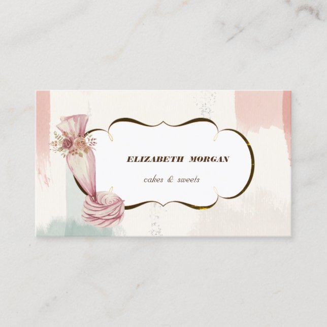  Bakery Tool Piping Bag,Watercolor Brush Stroke  Business Card (Front)