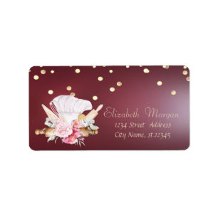Bakery Tools Chef's Hat Flowers Foil Confetti Label