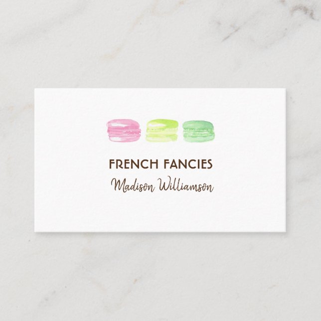 Bakery Watercolor French Macaroon Business Card (Front)