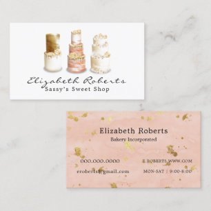 Bakery Wedding Cake Gold Business Card