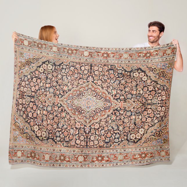 Bakhshaish Azerbaijan Northwest Persian Carpet Pri Fleece Blanket (In Situ)