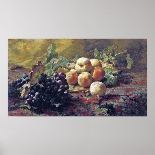 Bakhuyzen - Blue Grapes And Peaches Poster (Front)
