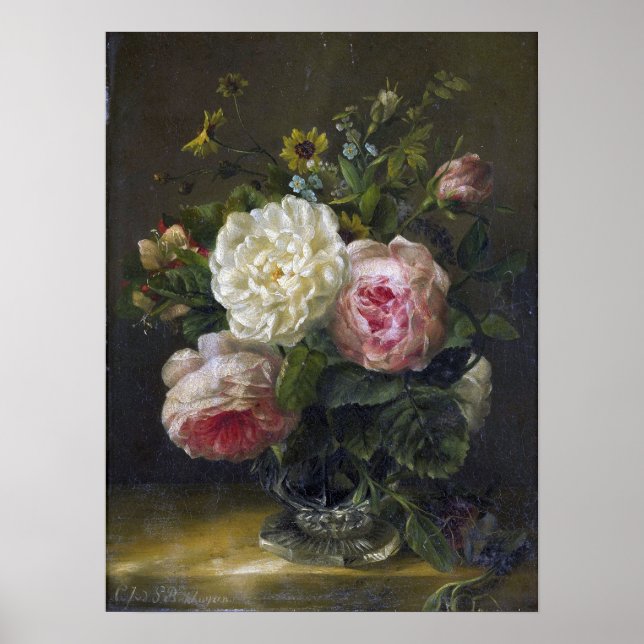Bakhuyzen - Still Life & Flowers In A Crystal Vase Poster (Front)