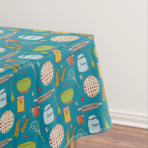 Baking a cherry pie art tablecloth