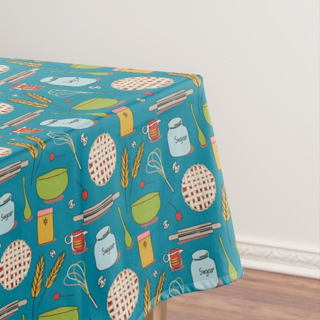 Baking a cherry pie art tablecloth (In Situ)