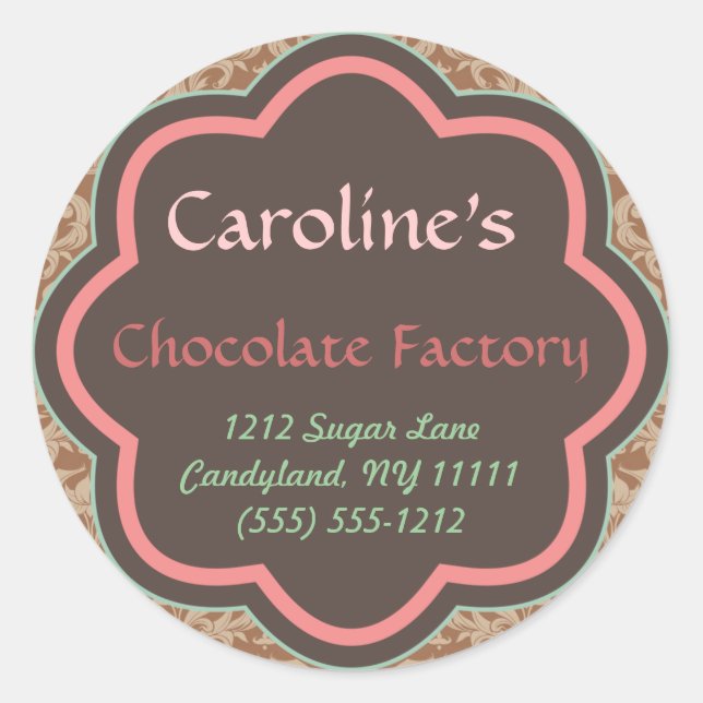 Baking and Bakery Boutique, Chocolate Factory Classic Round Sticker (Front)