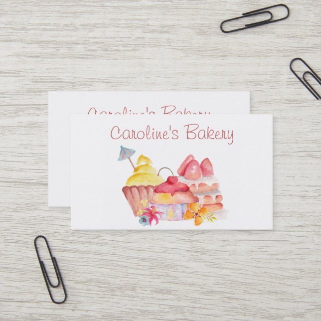 Baking and Bakery Boutique, Cupcakes & Pastries Business Card (Front/Back In Situ)