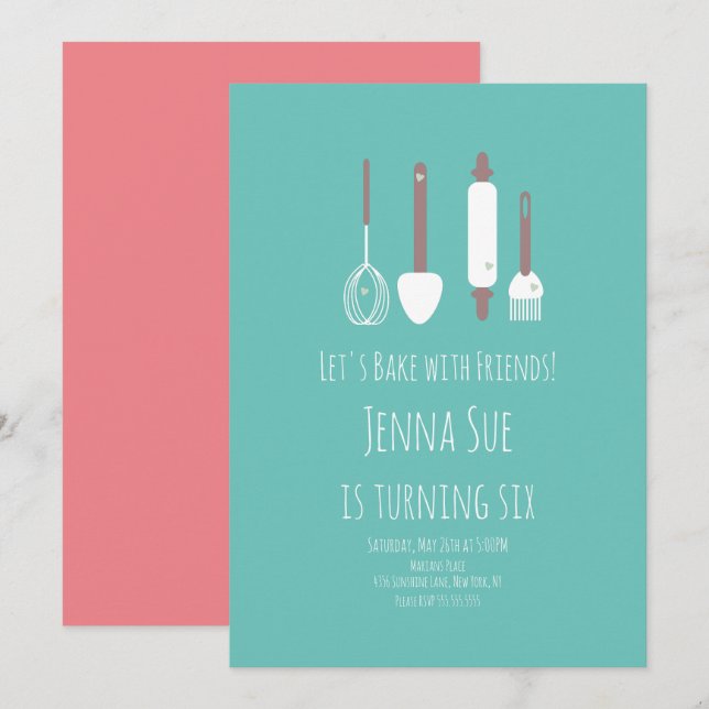 Baking Anniversaire Outils de fête Invitation (Devant / Derrière)