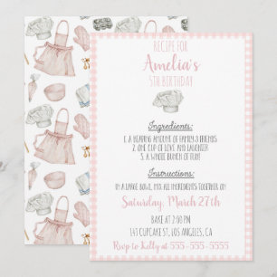 Baking Anniversaire Thème Invitation Filles Annive