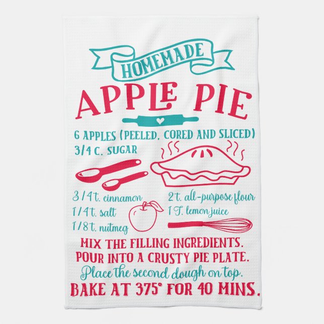  Baking Apple Pie Recipe Kitchen Towel (Vertical)