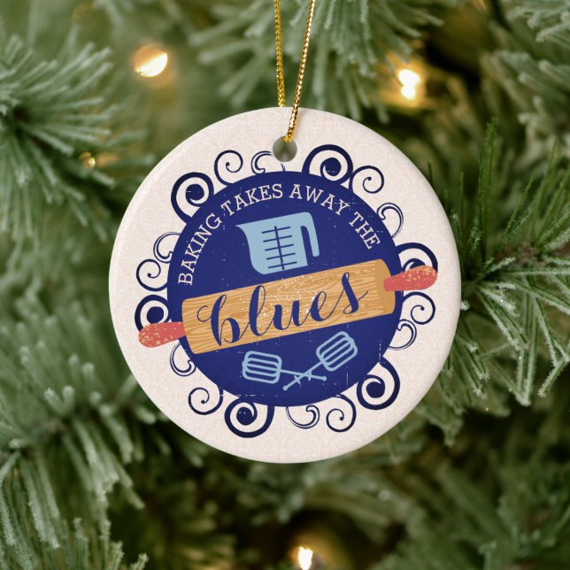 Baking bakery rolling pin sweets tree Christmas Ceramic Ornament (Tree)