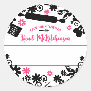 baking bakery utensils flowers gift tag sticker