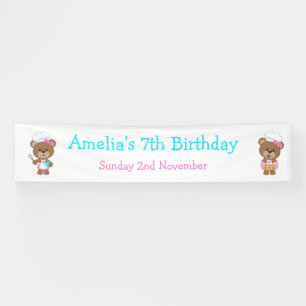 Baking Bear Birthday Party Banner