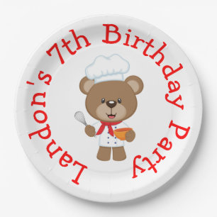 Baking Bear Birthday Party Paper Plate