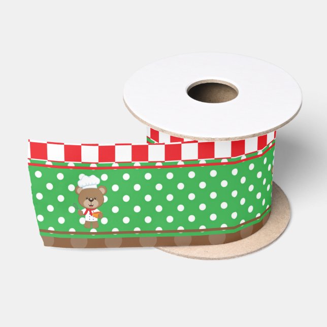 Baking Bear Birthday Party Satin Ribbon (Spool)