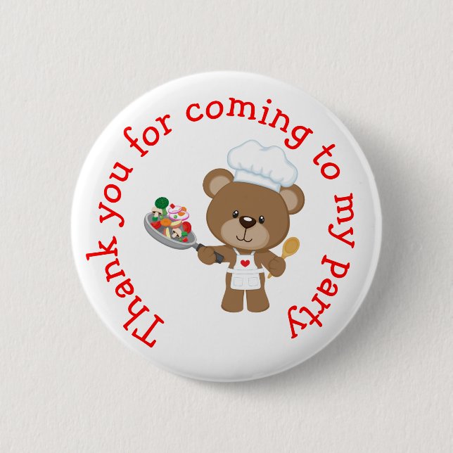 Baking Bear Birthday Party 'Thank you for coming' 2 Inch Round Button (Front)