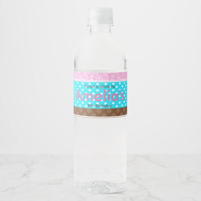 Baking Bear Birthday Party Water Bottle Label (Front)