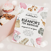 Baking Birthday Invitation Cupcake Invite
