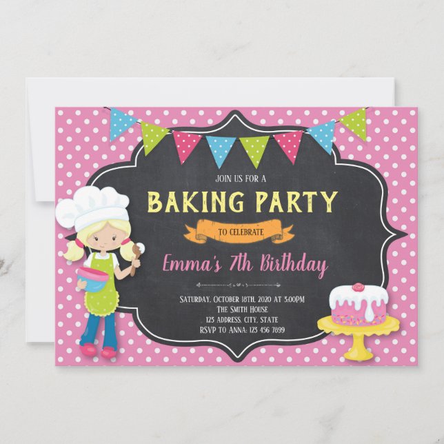Baking Birthday Party Invitation (Front)