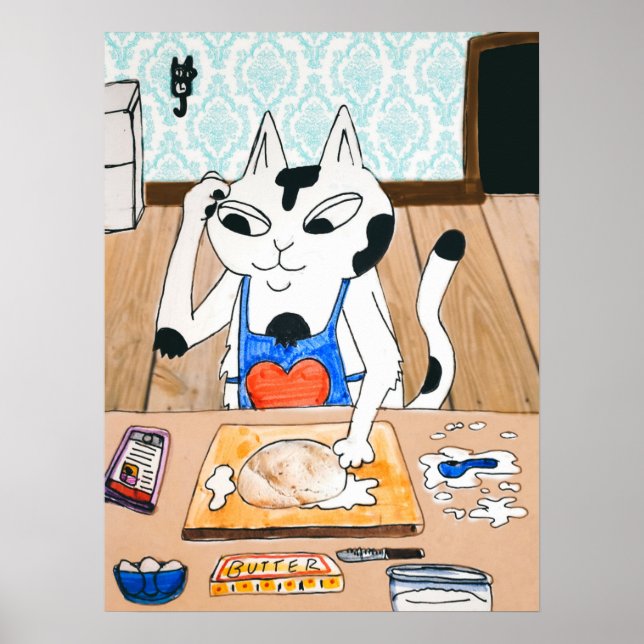 Baking Bread Cat Print (Front)