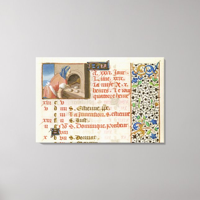 Baking Bread, from a Book of Hours Canvas Print (Front)