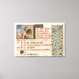 Baking Bread, from a Book of Hours Canvas Print