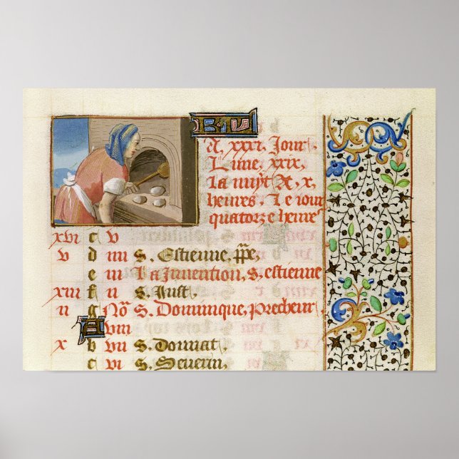 Baking Bread, from a Book of Hours Poster (Front)