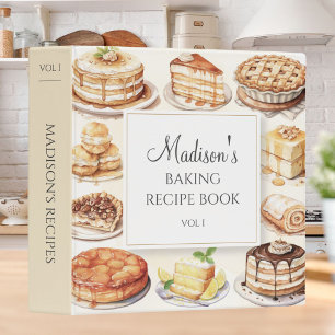 Baking Cake Watercolor Recipe Cookbook Binder