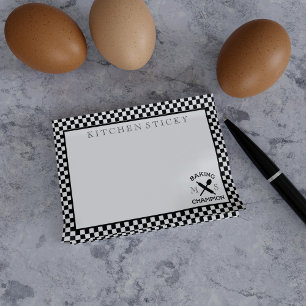 Baking Champion Monogram Chef Check Kitchen Sticky Post-it Notes