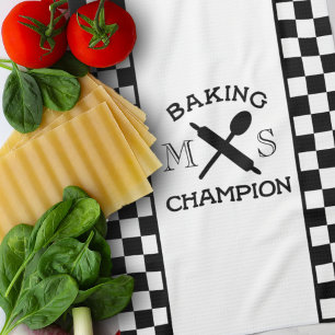Baking Champion Monogram Chef Check Kitchen Towel