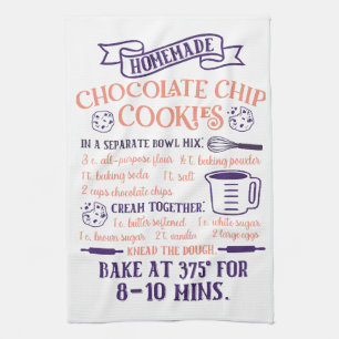 Baking, Chocolate Chip Cookie Recipe Kitchen Towel