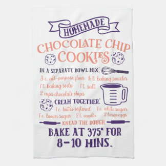 Baking, Chocolate Chip Cookie Recipe Kitchen Towel
