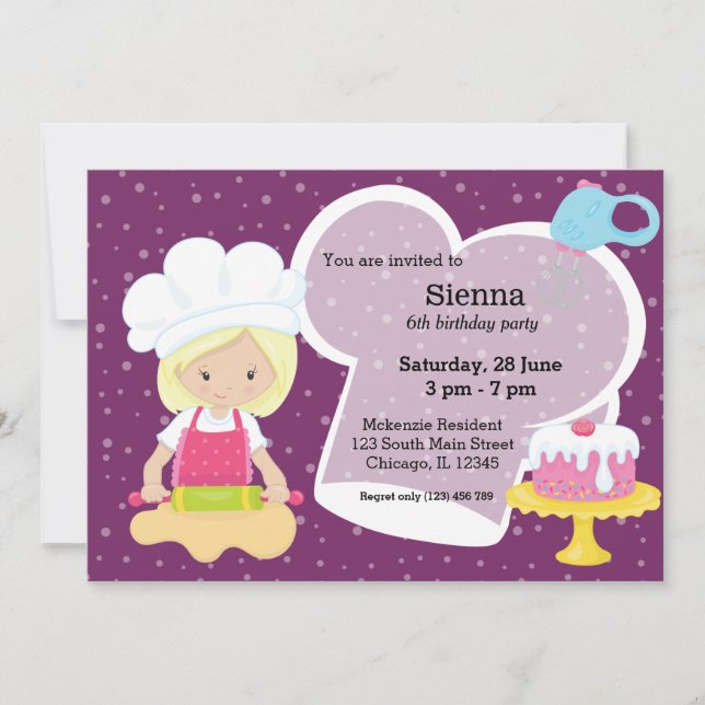 Baking * choose background colour invitation (Front)