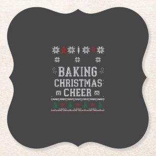 Baking Christmas Cheer Gingerbread Oven Knit Patte Paper Coaster
