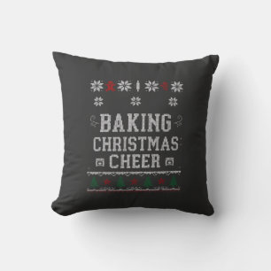 Baking Christmas Cheer Gingerbread Oven Knit Patte Throw Pillow
