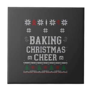Baking Christmas Cheer Gingerbread Oven Knit Patte Tile
