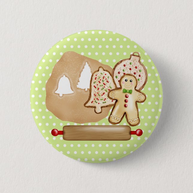 Baking Christmas Cookies 2 Inch Round Button (Front)