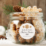 Baking Christmas Memories Classic Round Sticker<br><div class="desc">Festive Christmas Holiday stickers. Design features gingerbread cookies "Baking Christmas Memories" in script and modern font. Rolling pin with heart and personalized with your name!</div>