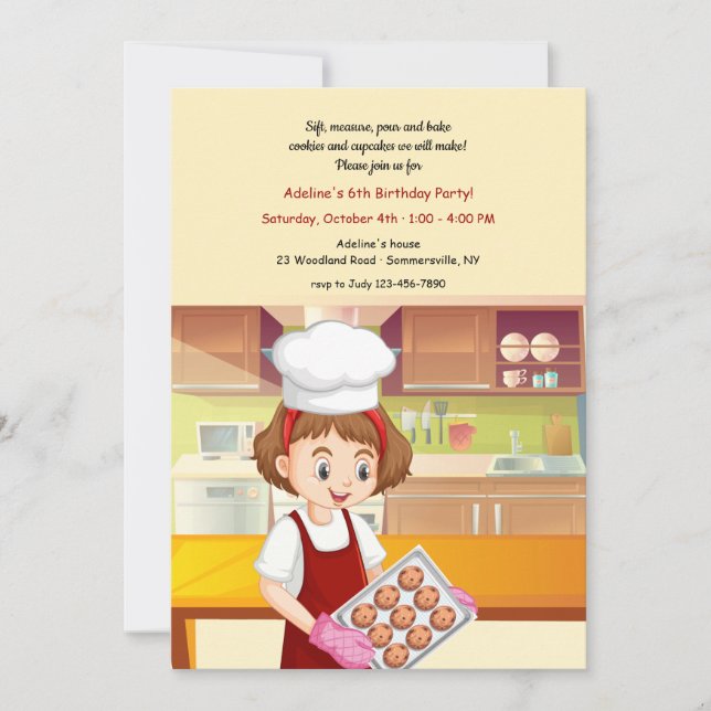 Baking Cookies Birthday Party Invitation (Front)