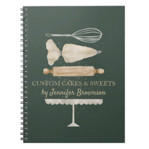 Baking Cooking Cake Pastry sage green elegant Notebook