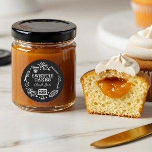 Baking & Cooking Utensil Black and White Classic Round Sticker