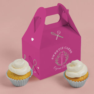 Baking & Cooking Utensil Pink & Green Bakery Favor Box