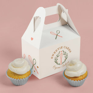 Baking & Cooking Utensil Pink & Olive Green Bakery Favor Box