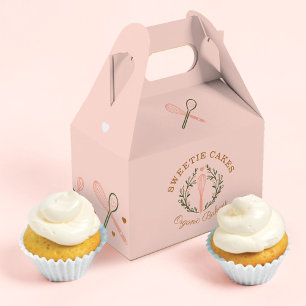 Baking & Cooking Utensil Pink & Olive Green Bakery Favor Box